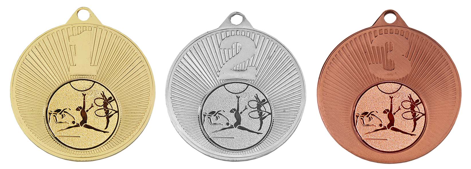 M022 Medaille 1-2-3 goud-zilver-brons Ø 50 mm compleet